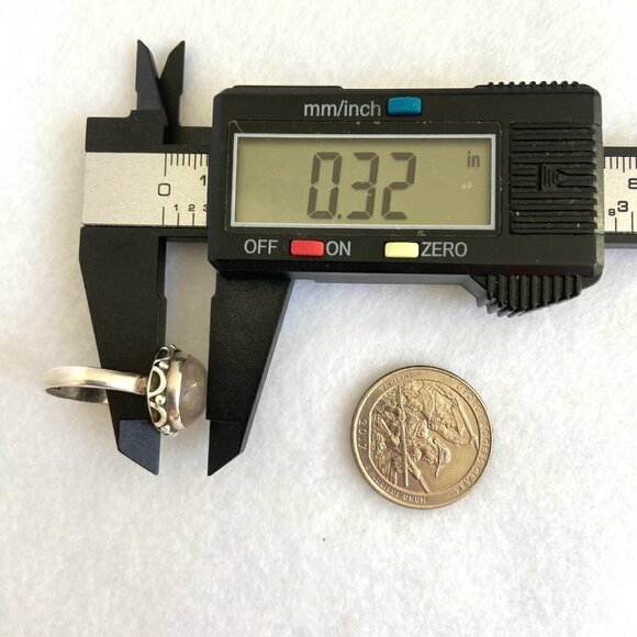 Sterling Silver 925 Round Bezel Set Rose Quartz Cabochon Band Ring Size 6 - Picture 15 of 16